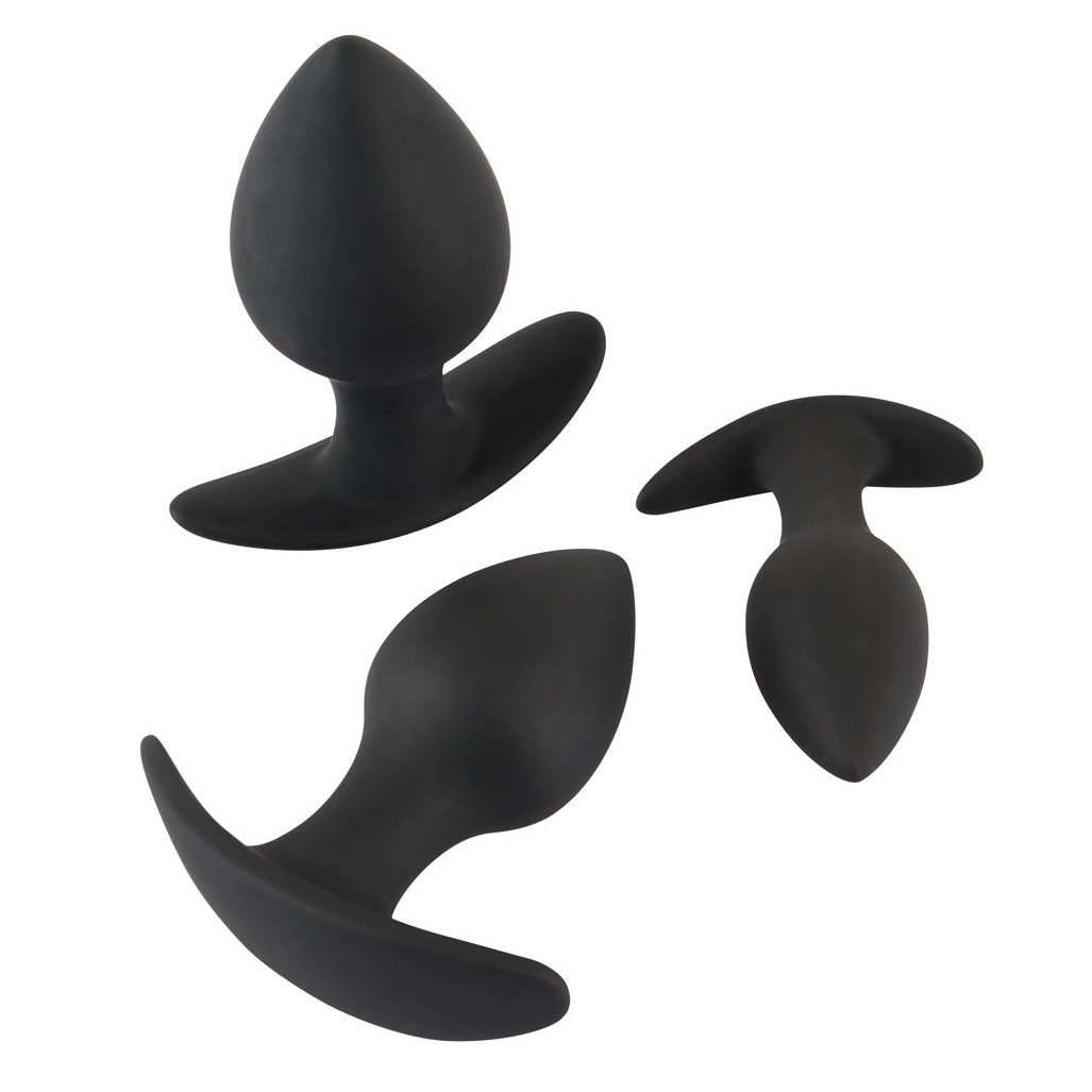 Black Velvet Silicone Three Piece Butt Plug Set for Anal Training Secondary image