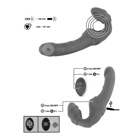 Vibrating Strapless Strap On 2 – Rechargeable Double Vibrator > Realistic Dildos and Vibes > Strapless Strap Ons