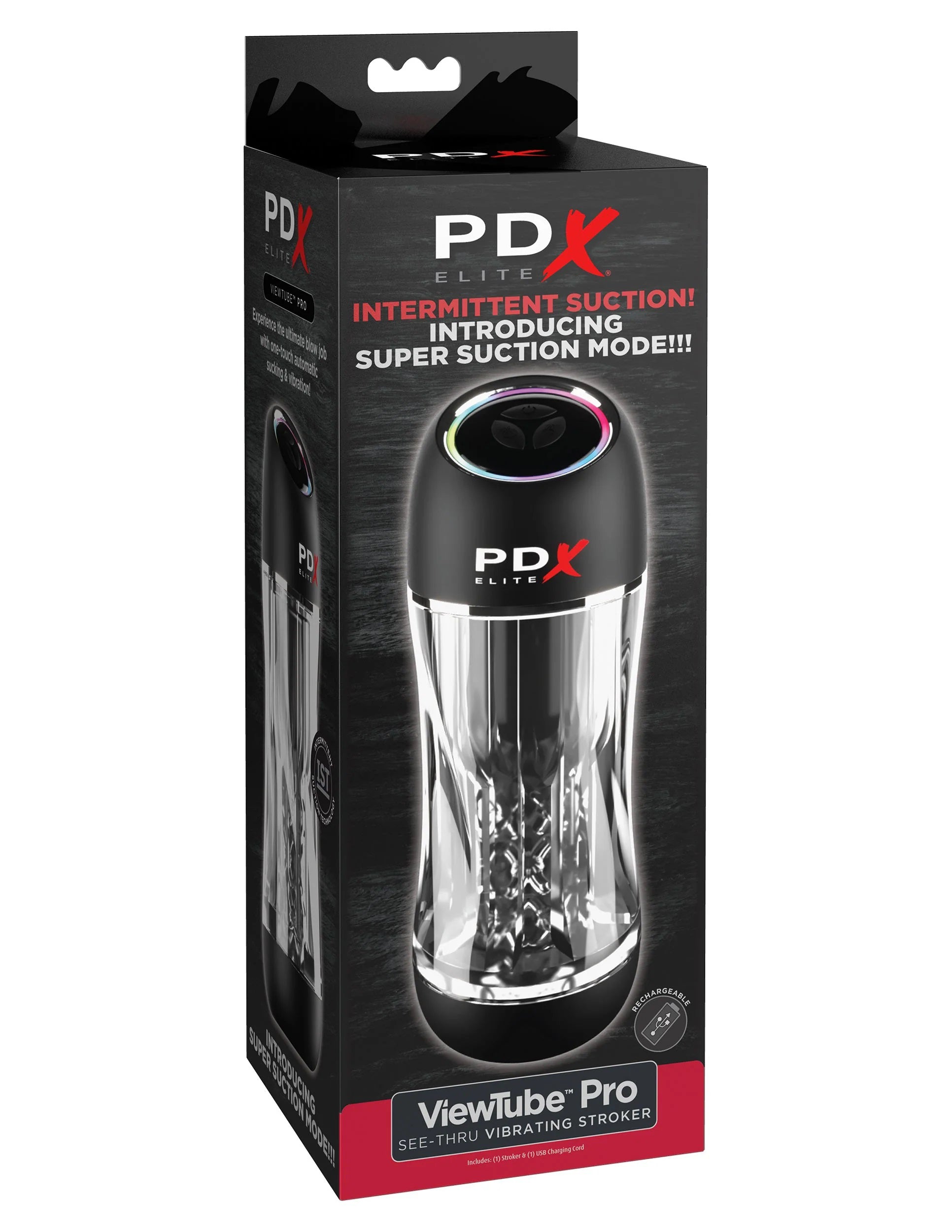 PDX Elite ViewTube Pro – Suction and Vibration Male Masturbation Toy Clear > Sex Toys For Men > Masturbators > Vibrating