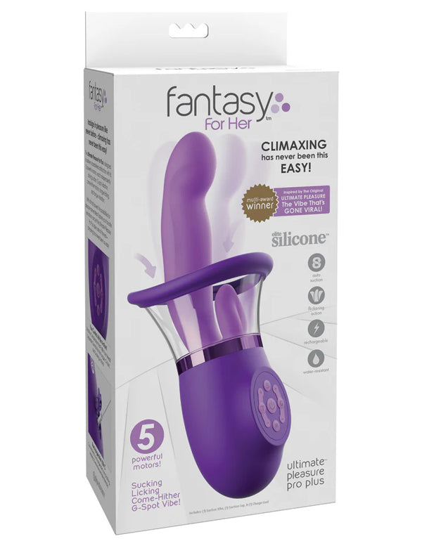 Fantasy For Her Ultimate Pleasure Pro Plus Rechargeable G-Spot Vibrator with Clitoral Licking and Flicking Purple > Sex Toys For Ladies > Clitoral Vibrators and Stimulators