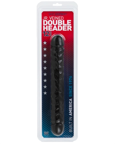 Jr Veined Double Header 12 Inch Bender Dong Black Double Dongs