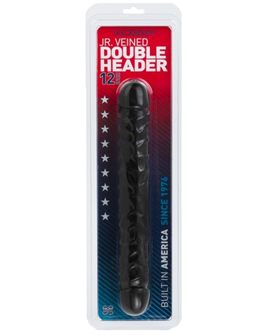 Jr Veined Double Header 12 Inch Bender Dong Black Double Dongs