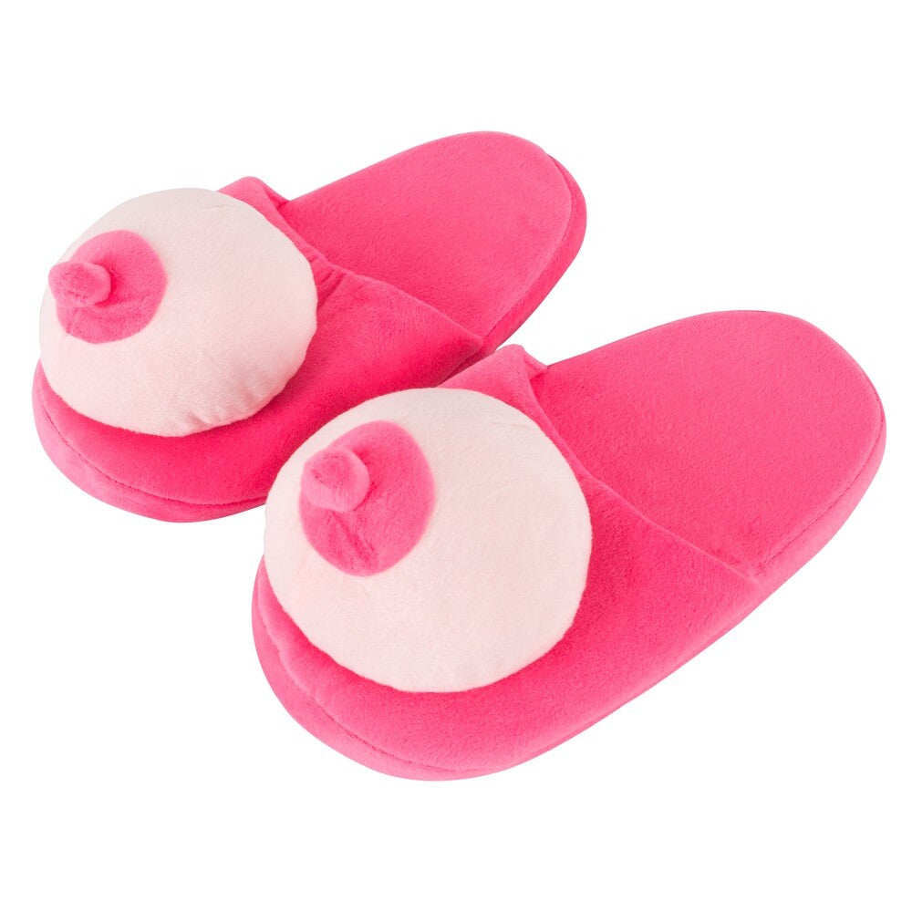 Pink Playful Boob Slippers Soft Plush Adult Footwear Default Title Novelties