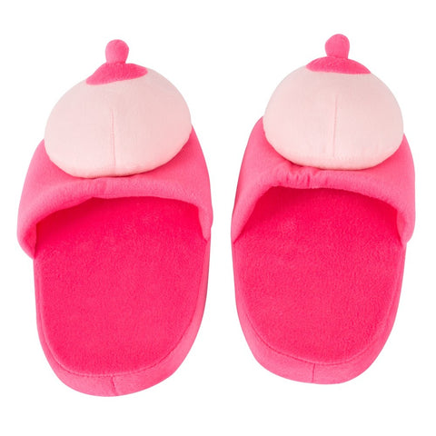 Pink Playful Boob Slippers Soft Plush Adult Footwear Novelties