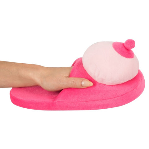 Pink Playful Boob Slippers Soft Plush Adult Footwear Novelties