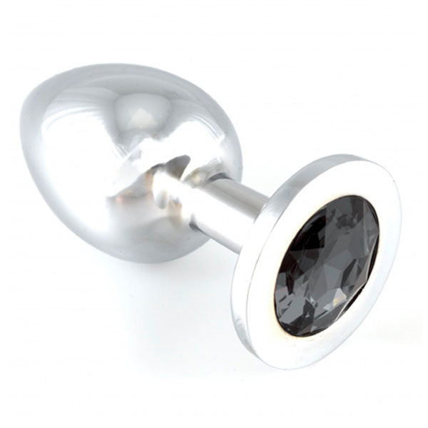Heavy Metal Butt Plug With Black Crystal Default Title > Anal Range > Jewel Butt Plugs