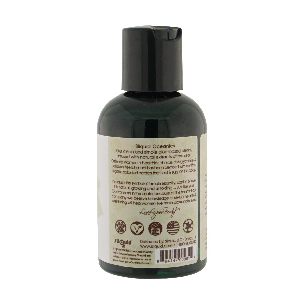 Sliquid Oceanics Carrageenan Natural Lubricant (125ml) – Organic Water-Based Lubricant Water Based Lube