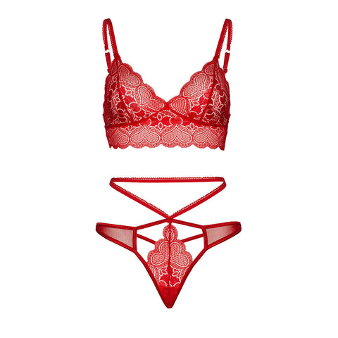 Leg Avenue Sweetheart Lace Bralette Set Red > Clothes > Bra Sets