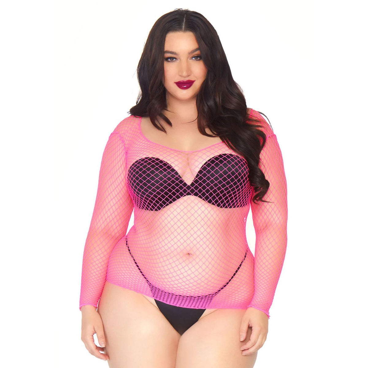 Leg Avenue Net Long Sleeved Shirt Plus Size UK 14 to 18 Default Title > Clothes > Plus Size Lingerie
