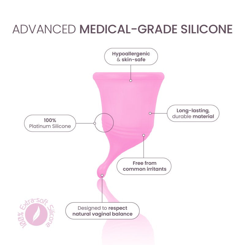 Femintimate Eve Cup M Menstrual Cup Rosa Diameter 4.6 cm Height 6.8 cm Medical-Grade Silicone
