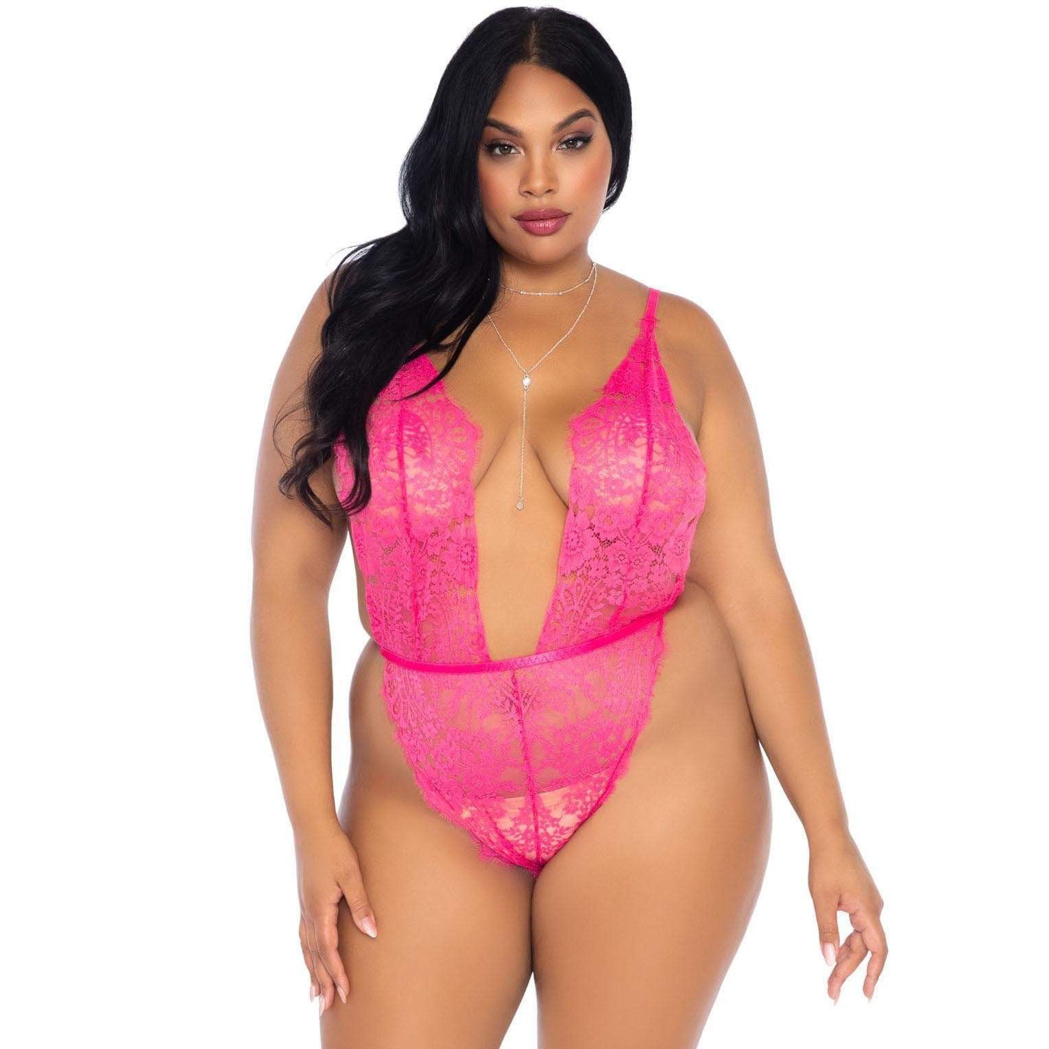 Leg Avenue Floral Lace Teddy and Robe Set > Clothes > Plus Size Lingerie
