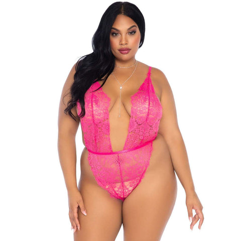 Leg Avenue Floral Lace Teddy and Robe Set > Clothes > Plus Size Lingerie