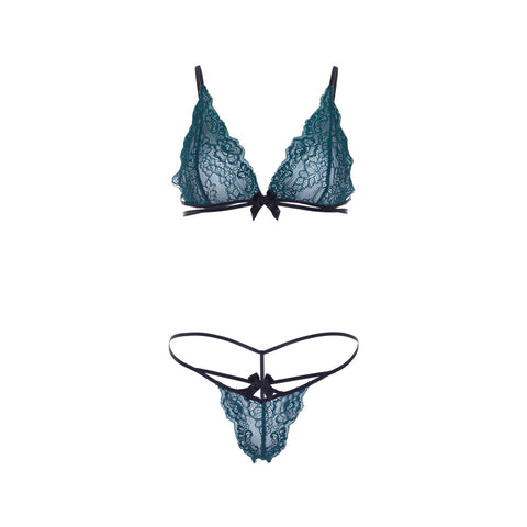 Leg Avenue Teal Lace Bralette And Matching String Panty > Clothes > Bra Sets