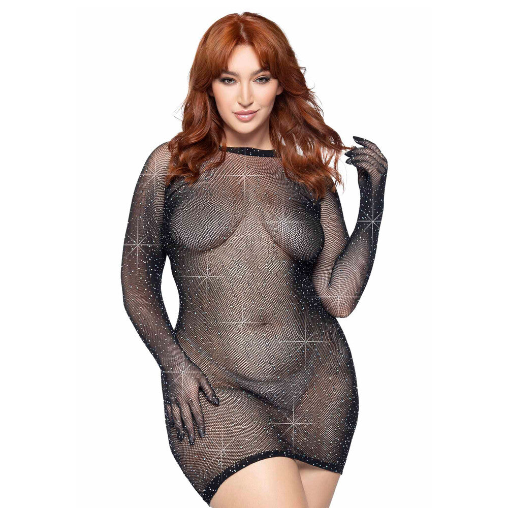 Leg Avenue Rhinestone Gloved Dress UK 14 to 18 Default Title > Clothes > Plus Size Lingerie