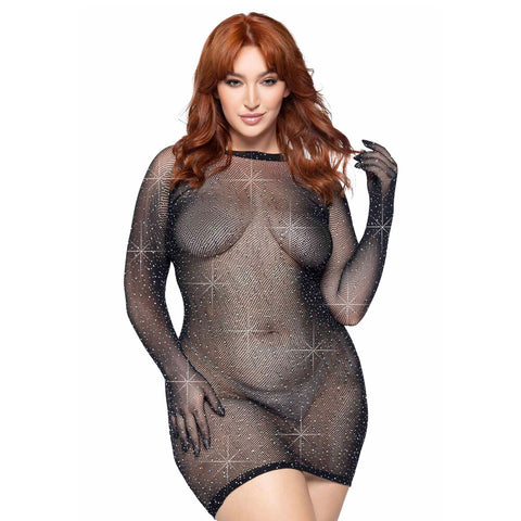 Leg Avenue Rhinestone Gloved Dress UK 14 to 18 Default Title > Clothes > Plus Size Lingerie