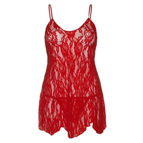 Leg Avenue Rose Lace Flair Chemise Red UK 14 to 18 > Clothes > Dresses and Chemises