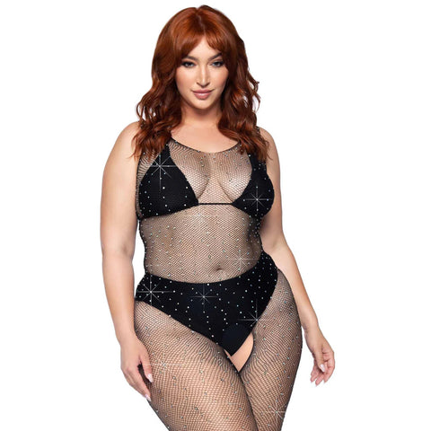 Leg Avenue Crystalized Net Bodystocking Plus Size UK 14 to 18 > Clothes > Plus Size Lingerie