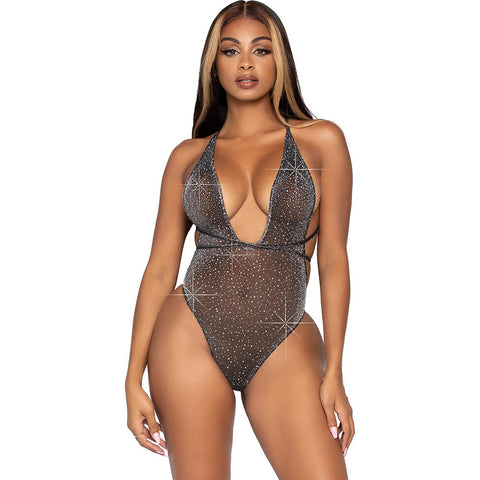 Leg Avenue Lurex and Rhinestone Teddy UK 6 to 12 Default Title > Clothes > Bodies and Playsuits