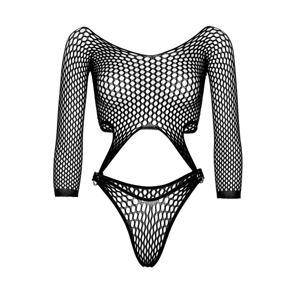 Leg Avenue Top Bodysuit with Thong Black UK 6 to 12 Bodystocking