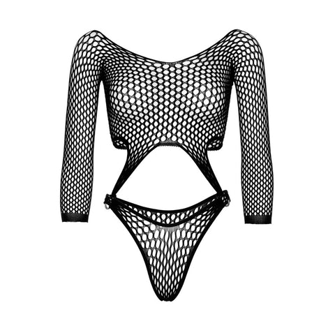 Leg Avenue Top Bodysuit with Thong Black UK 6 to 12 Bodystocking
