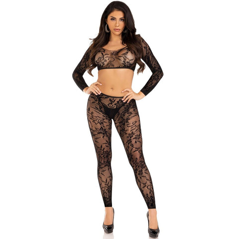 Leg Avenue Crop Top and Footless Tights UK 6 to 12 Lingerie & Sexy Apparel