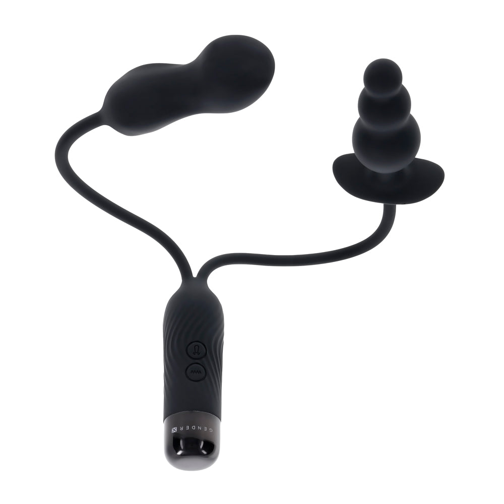 Double Motor Anal Plug and Mini Vibe Rechargeable Toy Black Butt Plugs - Vibrating