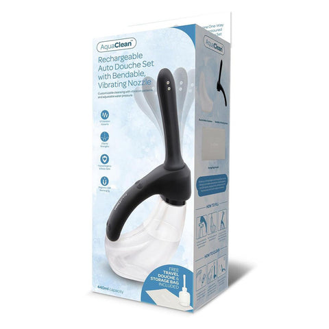 AquaClean Rechargeable Auto Douche Set with Bendable Vibrating Nozzle Black Douches