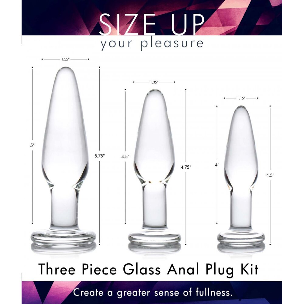 XR Dosha 3 Piece Glass Anal Plug Kit Temperature Sensitive > Anal Range > Butt Plug Kits