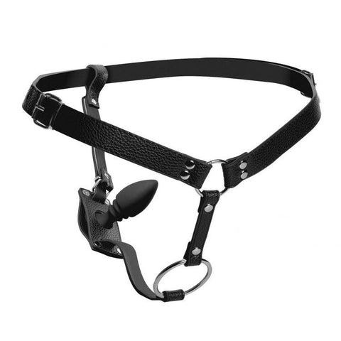 Xr Strict Male Cock Ring Harness With Silicone Plug Default Title > Bondage Gear > Bondage Cock Rings