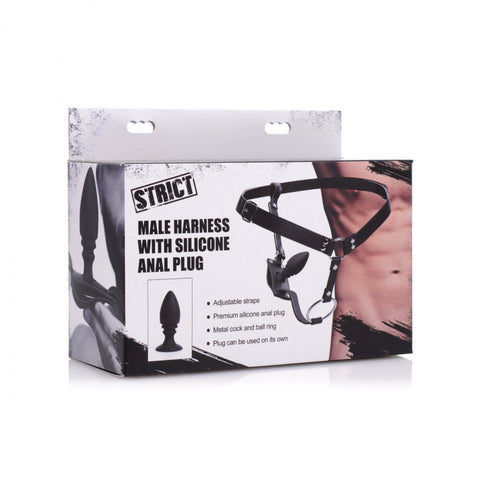 Xr Strict Male Cock Ring Harness With Silicone Plug > Bondage Gear > Bondage Cock Rings