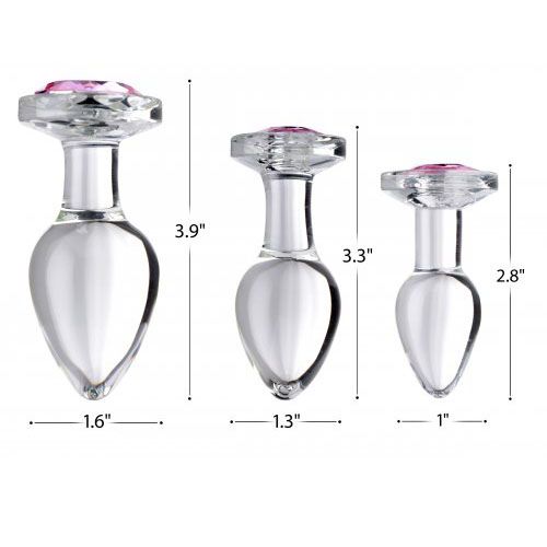 XR Pink Gem Glass Anal Plug Set For Couples And Beginners Butt Plugs