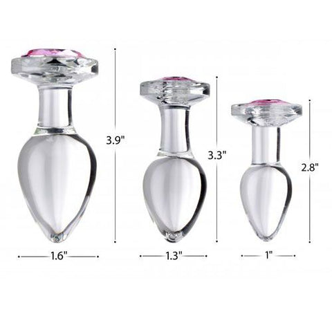 XR Pink Gem Glass Anal Plug Set For Couples And Beginners Butt Plugs