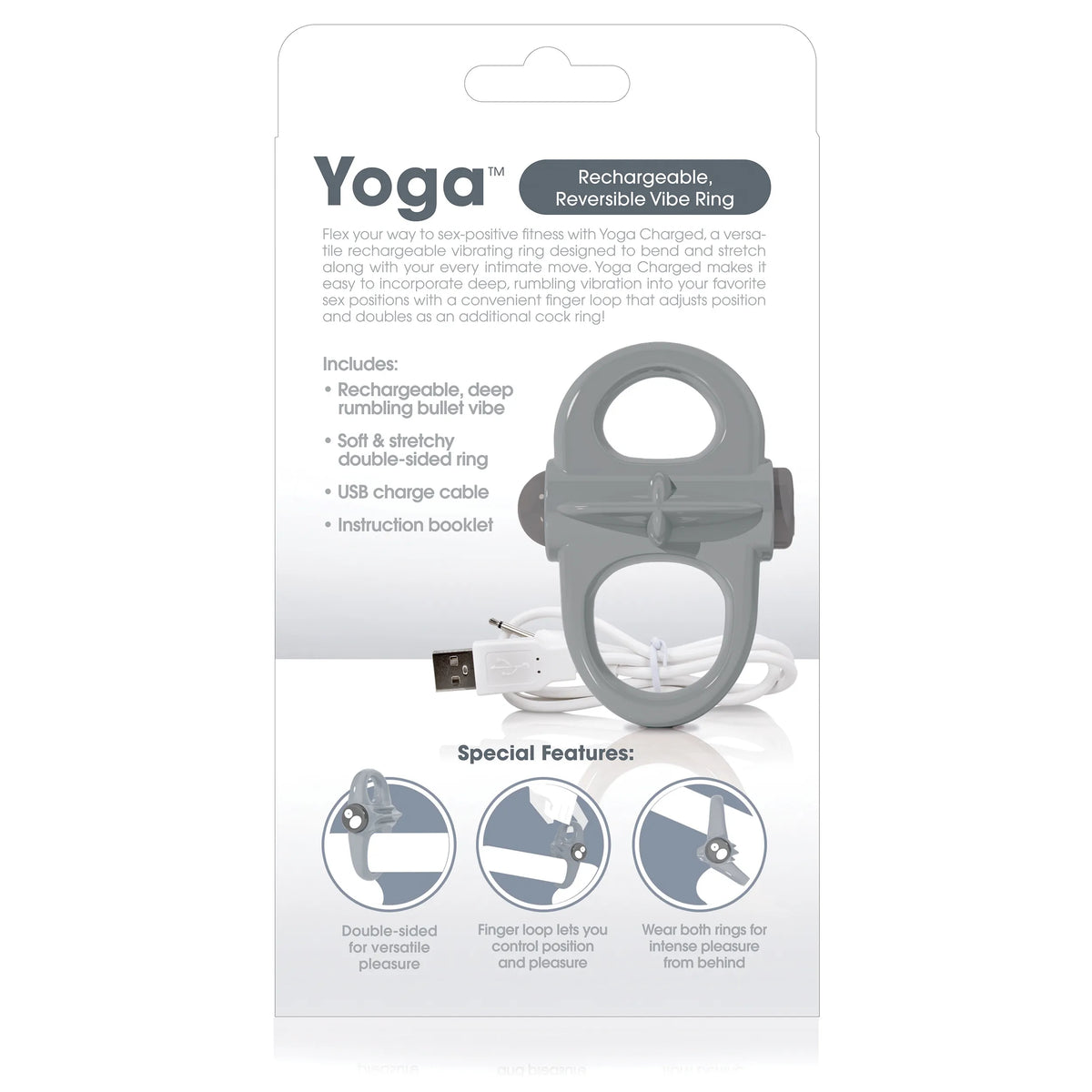 Screaming O Charged Yoga Rechargeable Dual Loop Stretchable Vibrating Cock Ring > Cock Ring > Vibrating