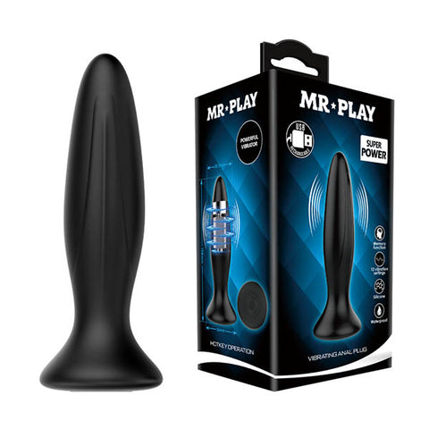Mr Play Vibrating Anal Plug Silicone Waterproof Black Default Title > Anal Range > Vibrating Butt Plugs