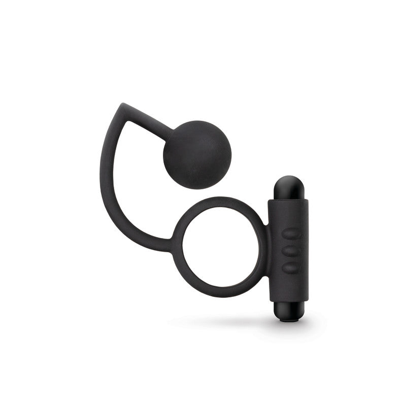 Anal Adventures Platinum Vibrating C-Ring with 3.8 cm Anal Ball Cock Rings Vibrating