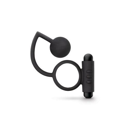 Anal Adventures Platinum Vibrating C-Ring with 3.8 cm Anal Ball Cock Rings Vibrating