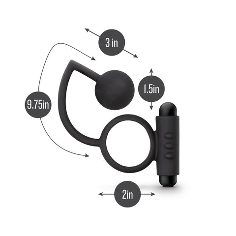 Anal Adventures Platinum Vibrating C-Ring with 3.8 cm Anal Ball Cock Rings Vibrating