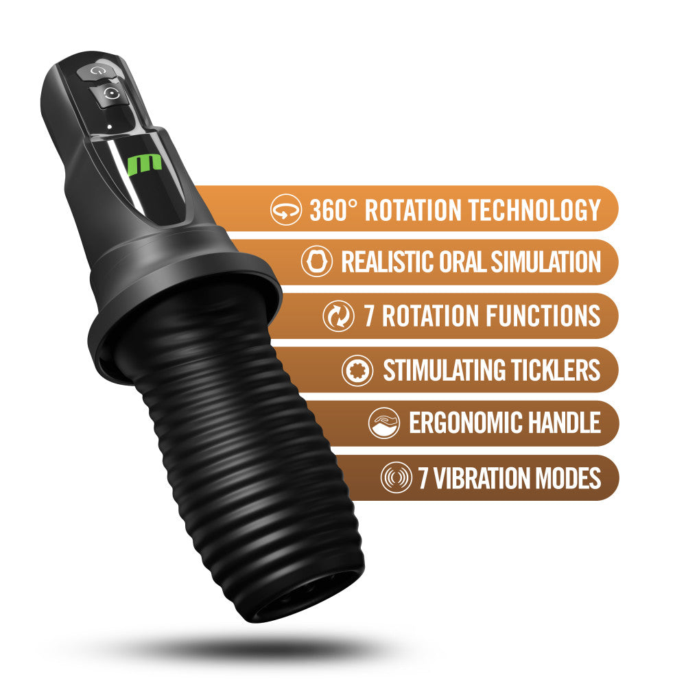 M For Men 3rd Base Oral Stroker Black Ergonomic Handle Adult Intimacy Toy > Sex Toys For Men > Masturbators > Vibrating
