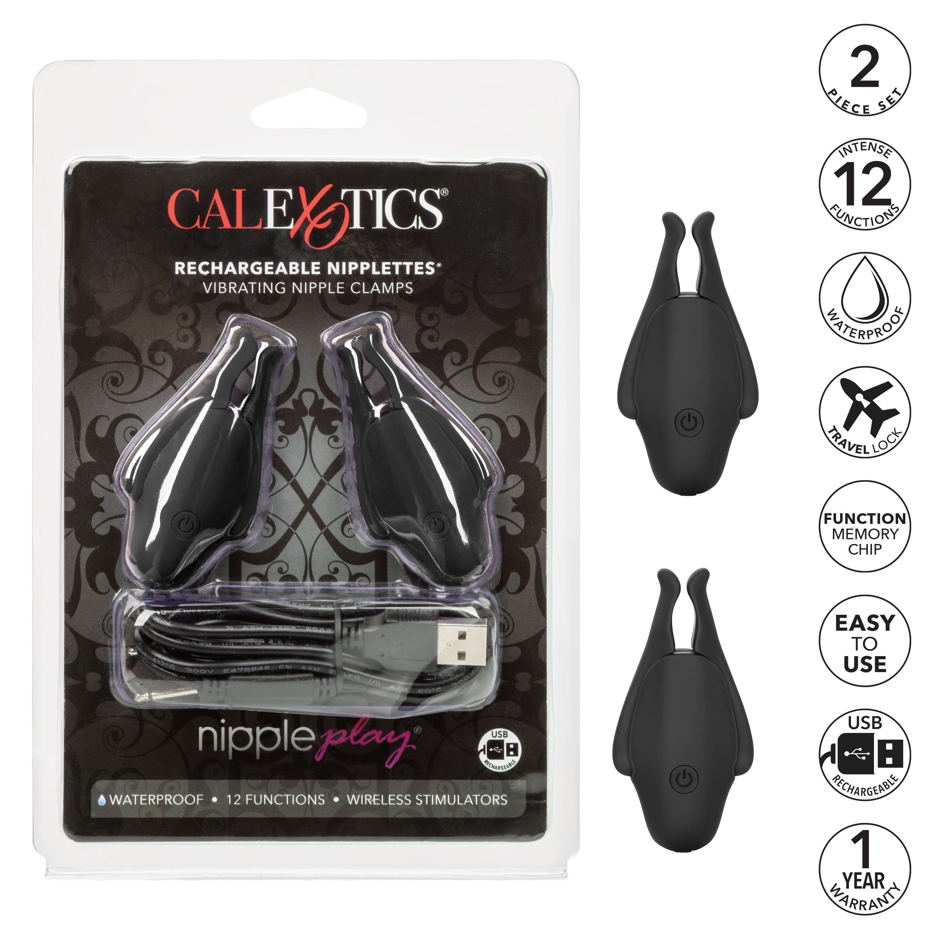 Rechargeable Nipplettes – Vibrating Adjustable Nipple Clamps > Sex Toys > Nipple Stimulators