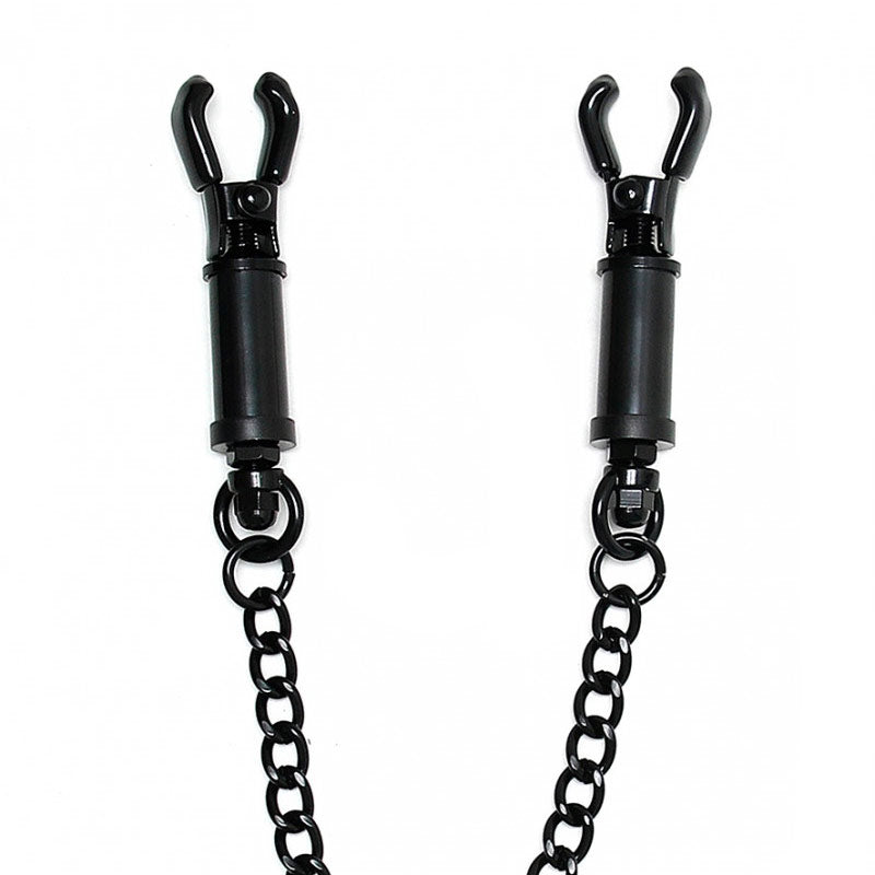 Black Metal Adjustable Nipple Clamps With Chain > Bondage Gear > Nipple Clamps