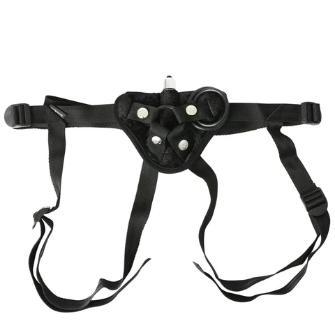 Sportsheets Vibrating Strap-On Harness with Clitoral Vibrator – Velvet Fabric Vibrator Harness > Dildos > Strap On Harnesses