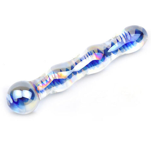 Blue Wavy Glass Dildo > Sex Toys > Glass