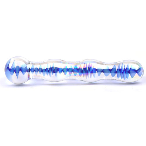 Blue Wavy Glass Dildo Default Title > Sex Toys > Glass