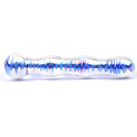 Blue Wavy Glass Dildo Default Title > Sex Toys > Glass