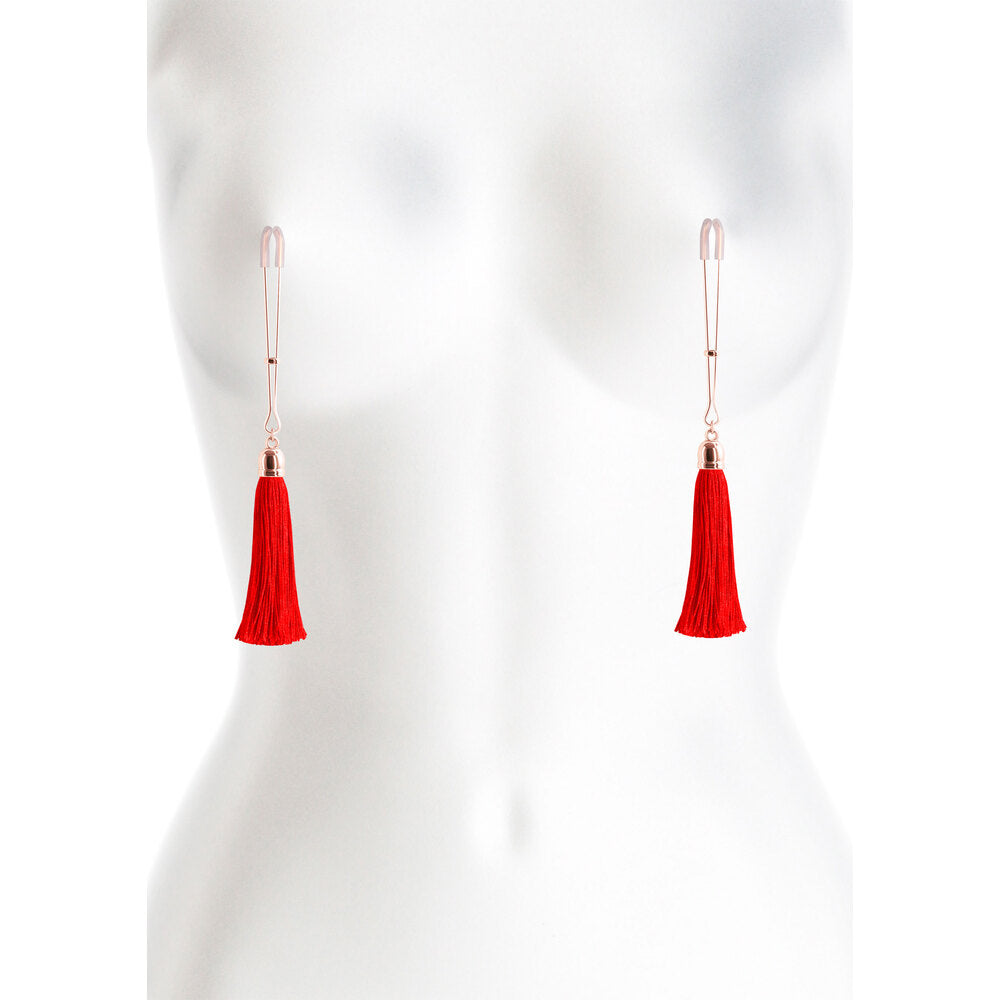 Bound Nipple Clamps Red Tassel > Clothes > Body Jewellery