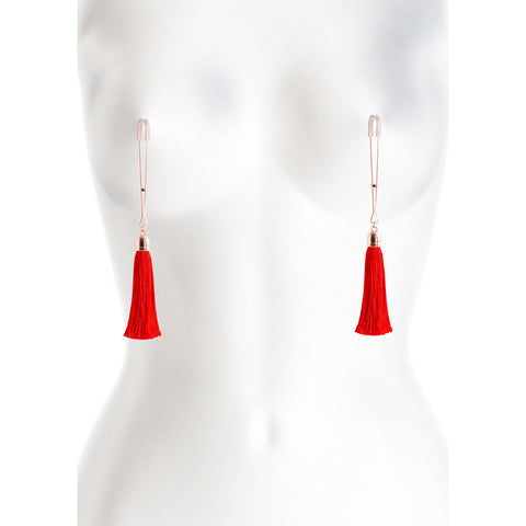 Bound Nipple Clamps Red Tassel > Clothes > Body Jewellery