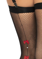 Bow Backseam Fishnet Thigh Highs Black Lace Stockings > Clothes > Hosiery > Stockings