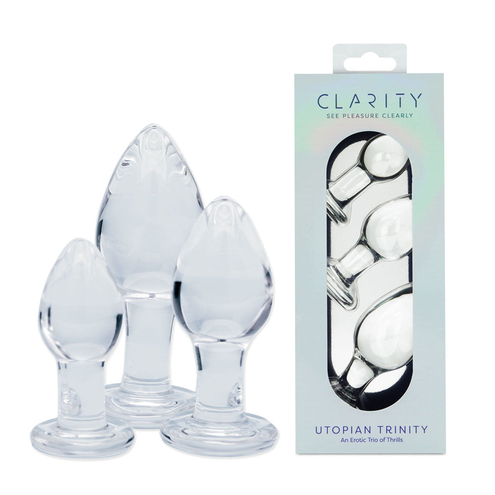 Utopian Trinity Premium Borosilicate Glass Small Medium Large Butt Plug Set > Glass > Toys Main image