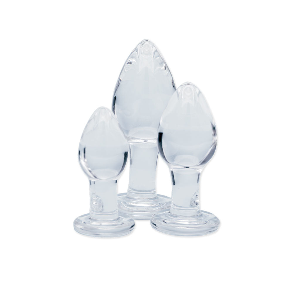 Utopian Trinity Premium Borosilicate Glass Small Medium Large Butt Plug Set Secondary image