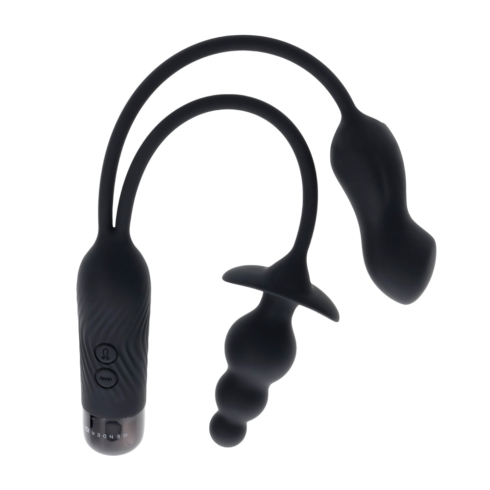 Double Motor Anal Plug and Mini Vibe Rechargeable Toy Black Butt Plugs - Vibrating